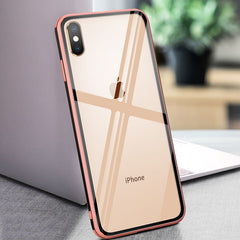 Transparent Glass Case For iPhone 8 Plus 7 6 6s XS Max XR X Colorful Case Ultra Thin Soft Edge Shockproof Cover Coque