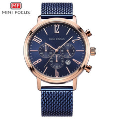 MINI FOCUS Fashion Sport Watches For Men Watch Waterproof Silver Stainless Steel Men's Wrist Watches Quartz Watches Luxury Brand