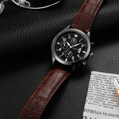 DISU Men Wrist Watch Luxury Stainless Steel Quartz Military Sport Leather Band Dial watch man watches mens 2019 men wristwatch