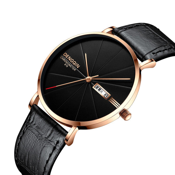 DISU Men Wrist Watch Luxury Quartz Sport Military  Leather Band watch mens big dial watches for men relogios masculino