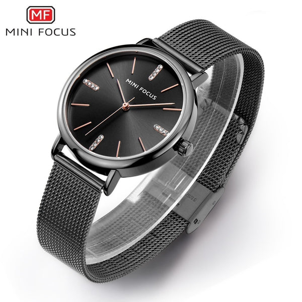 MINIFOCUS Black Woman Watches 2019 Brand Luxury Women Watches Waterproof Casual Ladys Watch Fashion Wristwatches Montre Femme