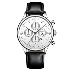 Men's Watch Fashion Sport Stainless Steel Case Leather Band Quartz Analog Wrist Watch Man Reloj Hombre 2019 relogios masculinos