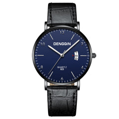 DISU Men Watch Luxury Quartz Sport Military Stainless Steel Dial Leather Band watch mens watches mens 2019 clock men