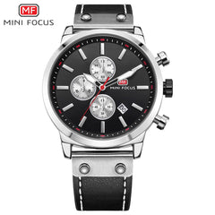 MINI FOCUS Man Watch 2019 Branded Sport Watches For Men Wristwatch Quartz Watch Men Military Chronograph Men Watch Leather Clock