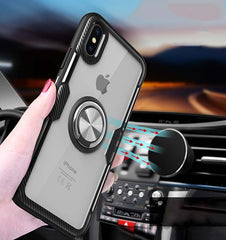 Car Magnetic Kickstand Case For iPhone X XS XR Case Metal Ring TPU Bumper Clear Back Cover For iPhone XR XS Max Anti-fall Cases