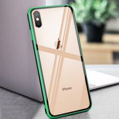 Transparent Glass Case For iPhone 8 Plus 7 6 6s XS Max XR X Colorful Case Ultra Thin Soft Edge Shockproof Cover Coque