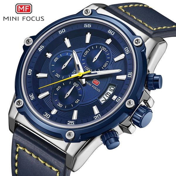 MINI FOCUS Quartz Watch Men Sports Watches Men Luxury Brand Fashion Leather Men's Wrist Watches Waterproof  Relogio Masculino