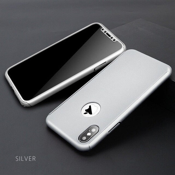 360 Degree Phone Case For iPhone XS Max 6 7 8 Plus Case With Tempered Glass For iPhone X 8 7 6 Cases Front Back Full Cover Case
