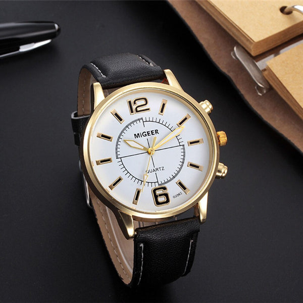 Men Watch Retro Design Leather Band Analog Alloy Quartz Watch Man watches mens 2019 men wristwatch clock