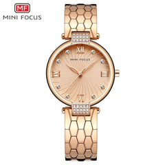 MINIFOCUS Snake Skin Texture Stainless Steel Watch Bands Fashion Designer Brand Luxury Women Watches Quartz Gold Women's Watch