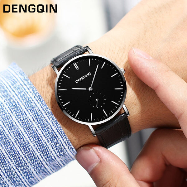 Man Wrist Watch Luxury Quartz Sport Military Stainless Steel Dial Leather Band wristwatch mens watches mens 2019 clock men
