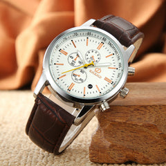 Men Watch Fashion Temperament Three Eye Six Pin Analog Quartz Leather Belt Watch Mens Reloj Hombre 2019 Men Wristwatch Clock