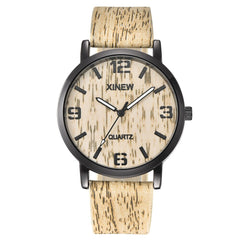 XINEW Women Men Watch Texture Imitation Wooden Retro Leather Quartz watch man vintage men wristwatch clock relogios masculino