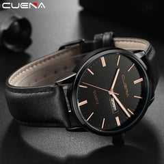 Mens Watch Luxury Faux Leather Blue Ray Glass Analog Calen Quartz Watch Watches Mens 2019 Men Wristwatch Clock relogio masculino