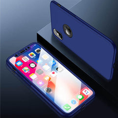 360 Full Cover Phone Case For iPhone X 8 6 6s 7 Plus PC Protective Cover For iPhone XS Max XR X 7 Case Cover With Glass