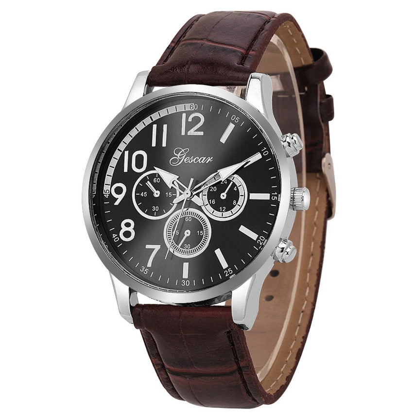 DISU Men Watch Glass Mirror Business Military Circular Dial Quartz wristwatch mens  watches mens 2019 relogios masculino
