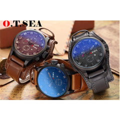 Men's Watch Fashion Three Eyes Calendar Leather Strap Quartz Watch Man Reloj Hombre 2019 Men Wristwatch Clock relogio masculino