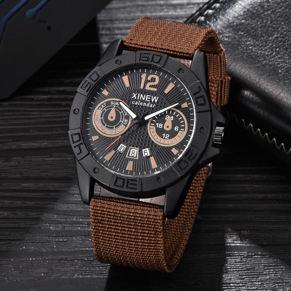 Mens Watch Analog Sport Stainless Steel Case Leather Quartz Watch Man wrist watches day date Reloj Hombre 2019 relogio masculino