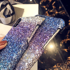 Colorful Gradient Glitter Powder Phone Cases For iPhone 8 7 6 6s Plus Case Bling Sparkle Sequins Hard PC Back Cover Shell Capa