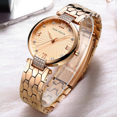 MINIFOCUS Snake Skin Texture Stainless Steel Watch Bands Fashion Designer Brand Luxury Women Watches Quartz Gold Women's Watch