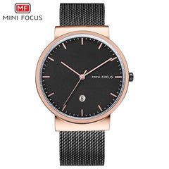 MINI FOCUS Simple Men Watches 2019 Luxury Brand Mesh Stainless Steel Watch Waterproof Men's Wristwatch Quartz Watches Men Clock