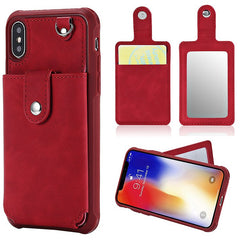 Mirror PU Leather Multi Card Holders Case For iPhone XR XS Max Case Back Cover Card Wallet Retro For iPhone 6 6s 7 8 Plus X Case
