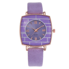 Hot Selling  Women Watch Sport Style Striped Square Dial Ladies Quartz Wristwatch Clock Simple Leather Strap Relogio Feminino@50