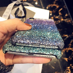 Colorful Gradient Glitter Powder Phone Cases For iPhone 8 7 6 6s Plus Case Bling Sparkle Sequins Hard PC Back Cover Shell Capa