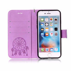 Leather Flip For iPhone 7 6 6s Plus SE 5 5s Case Retro 3D Embossed Dreamcatcher Wallet Cover For Samsung Galaxy S7 S6 edge S5 S4
