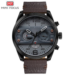 MINIFOCUS Man Watch 2019 Leather Military Men's Watch For Men Luxury Casual Mens Watches Quartz Top Brand Luxury Male Clock Date