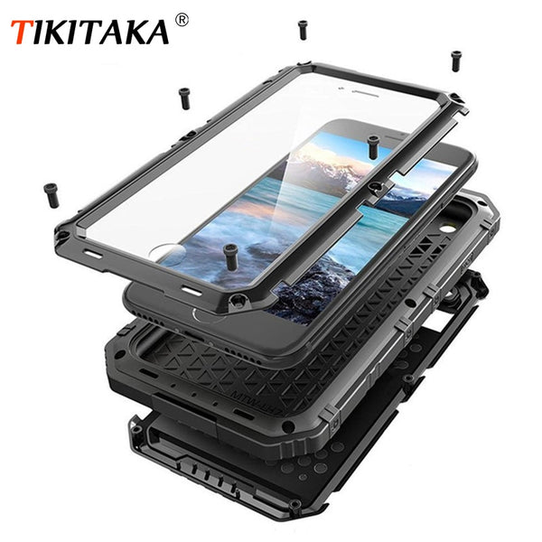 360 Full Protect Phone Cases For iPhone X 8 7 6 6S Plus 5 5S SE Cover Hybrid Metal Shockproof Armor Case With Screen Film