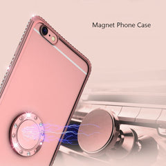 Glitter Diamond Phone Case For iPhone 11Pro Max X XS Max Xr 8 7 6S 6Plus Soft Silicone Magnetic Finger Ring Kickstand Back Cover