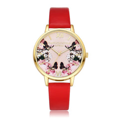 High Quality Women Watches Colorful Pattern Dial Ladies Quartz Wristwatch Simple Leather Strap Clock Casual Relogio Feminino@50