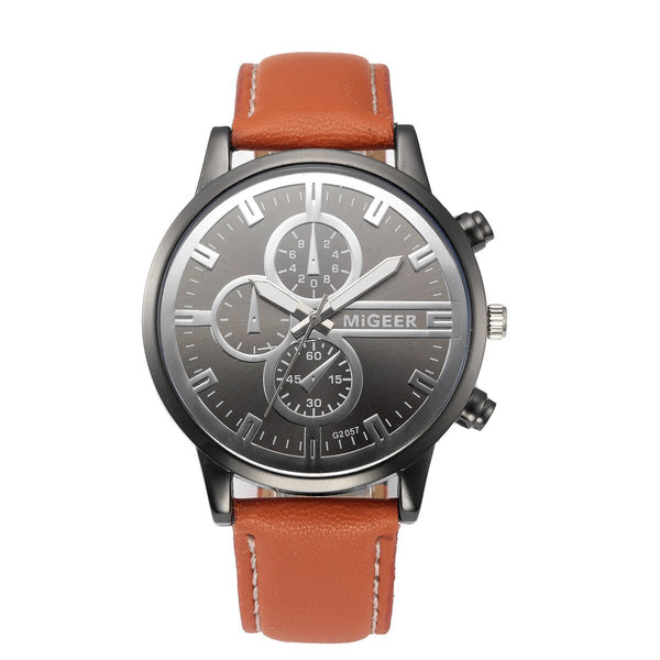 DISU Men Wrist Watch  Retro Design Leather Band Analog Alloy Quartz wristwatch mens watches mens 2019 men wristwatch clock