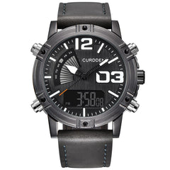 Mens Wristwatch Sports LED Military Leather Analog Quartz Gift Watch Mens Reloj Hombre 2019 Men Wristwatch Clock