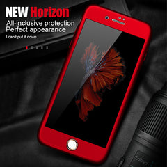 360 Full Cover Phone Case For iPhone X 8 6 6s 7 Plus 5 5s SE PC Protective Cover For iPhone 7 8 Plus Case Cover With Glass