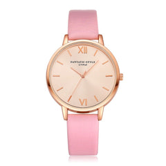 Fashion Women's Watch  Rose Gold Dial Leather Strap Wristwatch Ladies Watches Simple Casual Quartz Clock Relogio Feminino@50