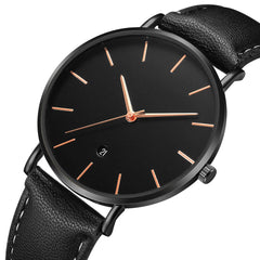 DISU Men Wrist Watch Luxury Quartz Sport Military Stainless Steel Dial Leather Band watches man unique watch for men wristwatch