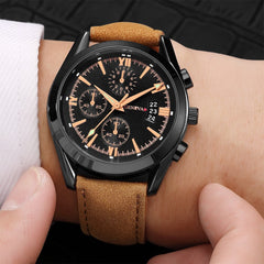 Men Wrist Watch Luxury Quartz Sport Military Stainless Steel Dial Leather Band Watch Man Reloj Hombre 2019 relogios masculinos