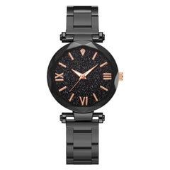 High Quality Women Watches Starry Sky Dial Ladies Quartz Wristwatch Monochrome Alloy Strap Clock Fashion Gift Zegarki Damskie@50