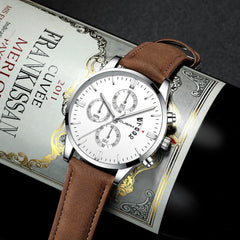 Men's Watch Stainless Steel Sport Analog Leather Band Analog Quartz Wristwatch Mens Relojes Hombre 2019 erkek kol saati
