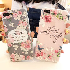Fashion Flower Silicon Phone Case For iPhone 7 8 Plus Rose Floral Leaves Cases For iPhone X 7 6 6S Plus 5 5S SE Soft TPU Cover