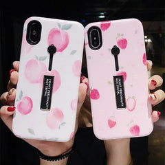 TIKITAKA Summer Fruit Pineapple Phone Case For iphone X 6 6s 7 8 6 6s 7 8 Plus Cactus Hide Ring Stand Holder Cover Coque