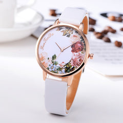 Luxury  Women Watches Thin disc Flower Watch Minimalism Leather Strap Ladies Quartz  Wristwatch Featured Clock Reloj Mujer@50