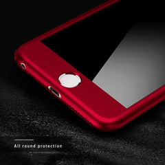 360 Case Full Body Coverage Phone Cases for iPhone 7 6 6s Plus Fundas Fashion Matte Hard PC Cover Free Glass Screen Film