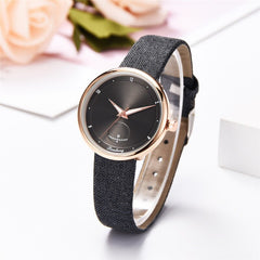 Beat Selling  Women's Watches Fashion  Golden Border Dial Ladies Quartz Wristwatch  Leather  Strap Clock Simple Reloj Mujer @50