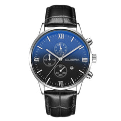 DISU Men Watches Leather Military Alloy Analog Date Quartz Business watch man unique watch for men relogios masculino