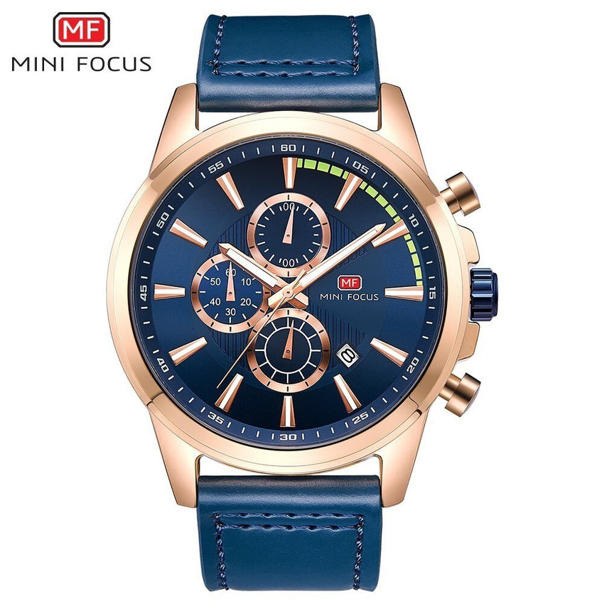 MINI FOCUS Sports Watches Mens 2019 Wristwatch Quartz Watches Men Luxury Brand Waterproof Leather Watch Strap Fashion Male Clock