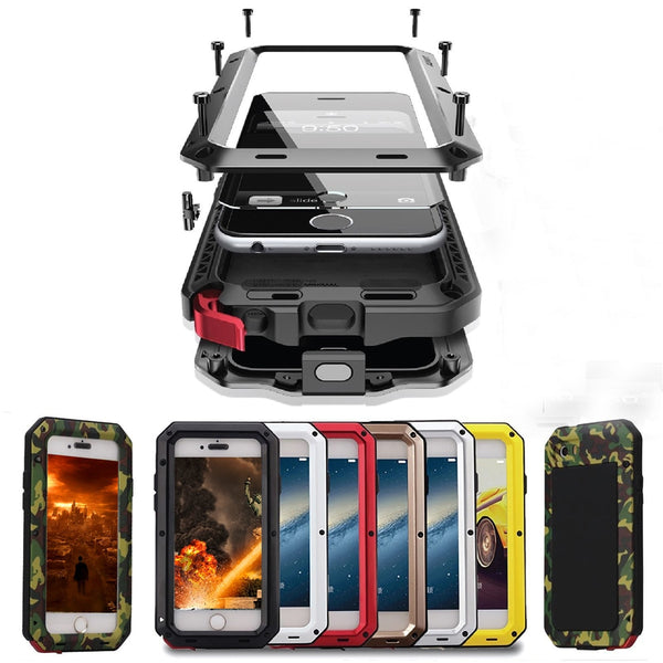 Heavy Duty Protection Doom armor Metal Aluminum phone Case for iPhone 6 6S 7 8 Plus 11 XS Max 5 5S SE Shockproof Dustproof Cover
