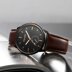 YOLAKO Men's Watch Luxurious Business Leather Belt Simple Mirror Quartz Watch Man Watches Mens 2019 relogio masculino